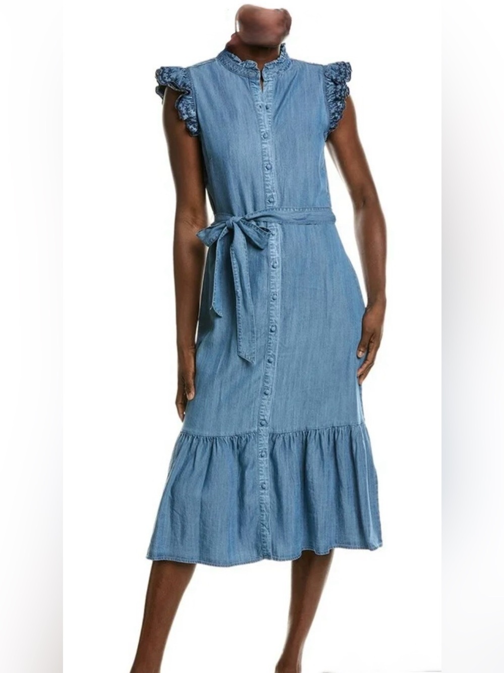 Nanette Lepore Sleeveless Chambray Maxi Dress - Blue